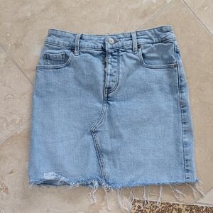 Denim Frayed Hem Skirt SZ 0